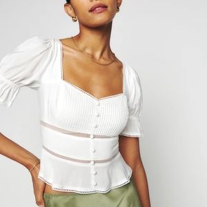 Like New Reformation Daphne Top White Size 10 Romantic Blouse